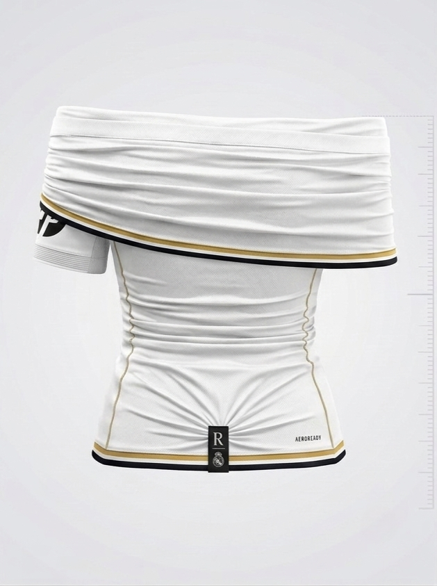 Blusa Real Madrid Off-Shoulder - Elegancia y Pasión Merengue