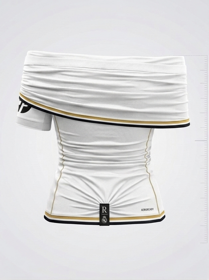 Blusa Real Madrid Off-Shoulder - Elegancia y Pasión Merengue