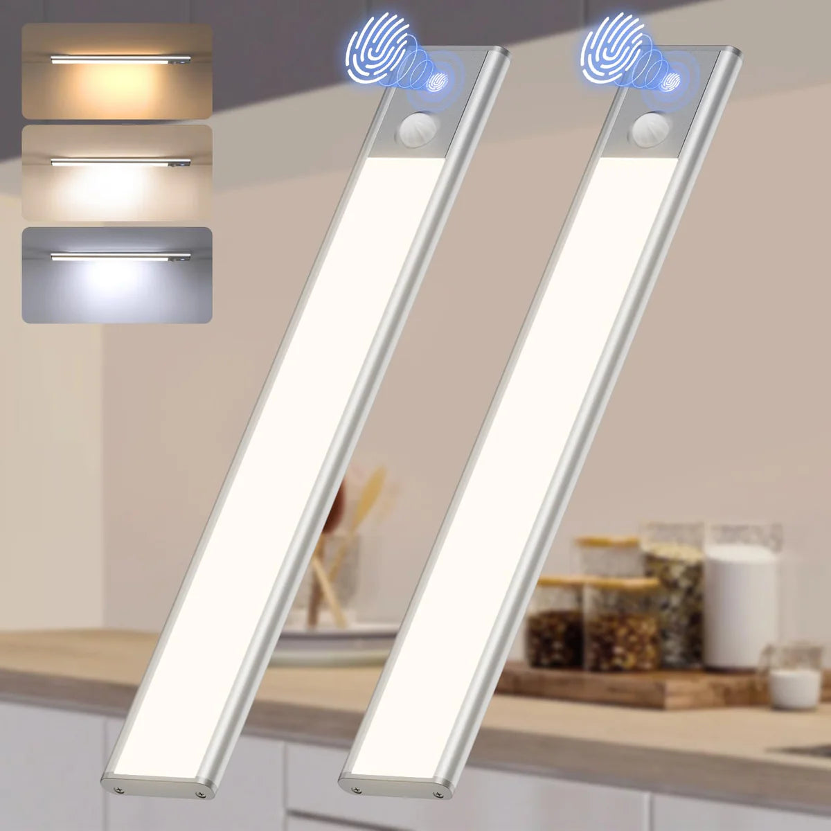 Pack de 2 Luces LED Recargables con Sensor de Movimiento – Iluminación Inteligente Fácil de Instalar para Cocina y Armarios