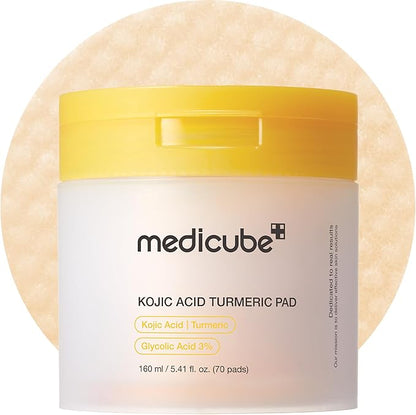 Pads de Medicube con Ácido Kójico y Cúrcuma para aclarar y calmar la piel.