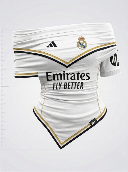 Blusa Real Madrid Off-Shoulder - Elegancia y Pasión Merengue