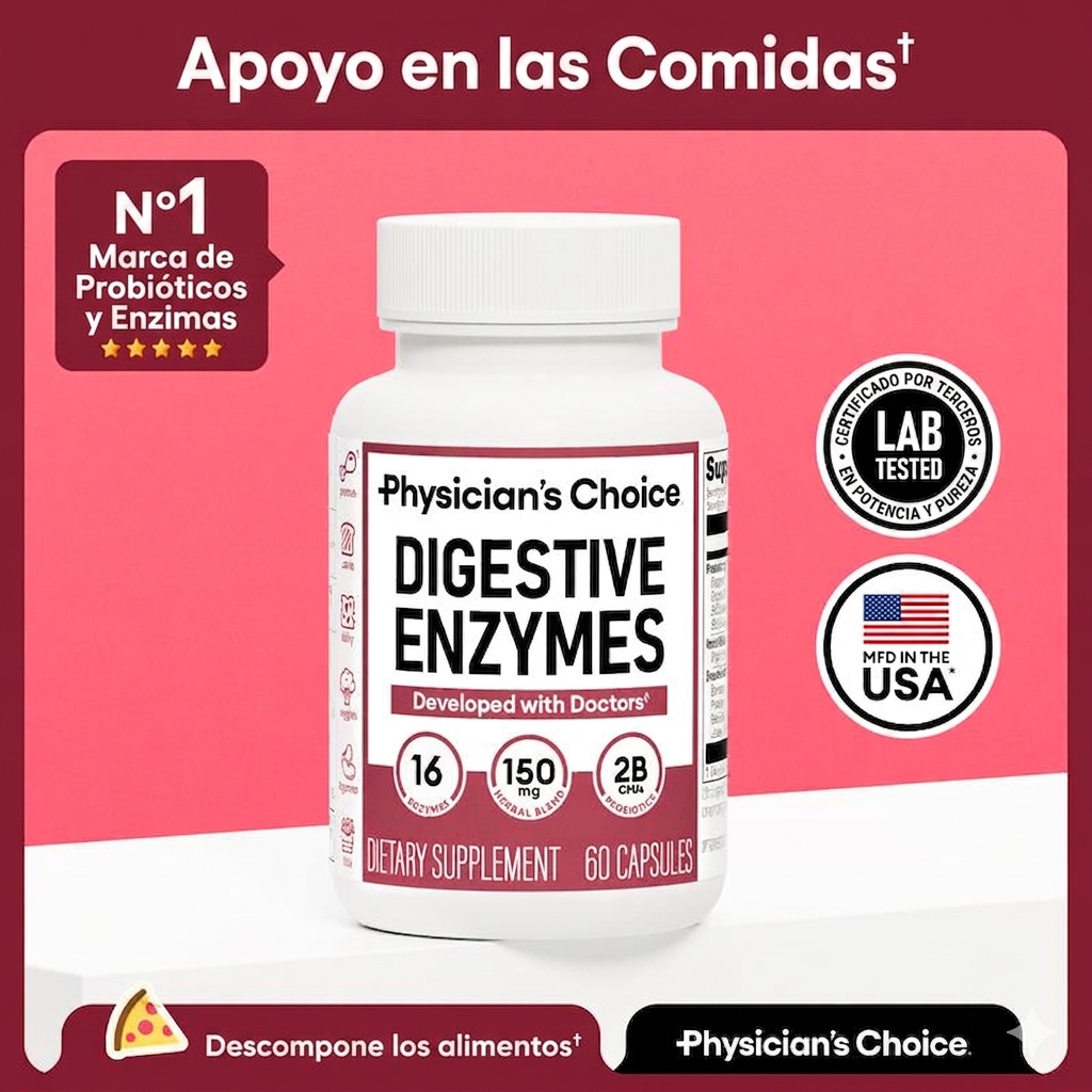 Enzimas digestivas Physician's Choice: alivio de la hinchazón y las molestias durante las comidas con probióticos y prebióticos para la digestión y la salud intestinal