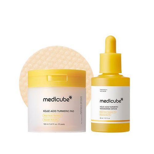 Pads de Medicube con Ácido Kójico y Cúrcuma para aclarar y calmar la piel.